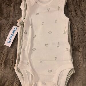 Carter's White Bodysuit with Gray Patterns